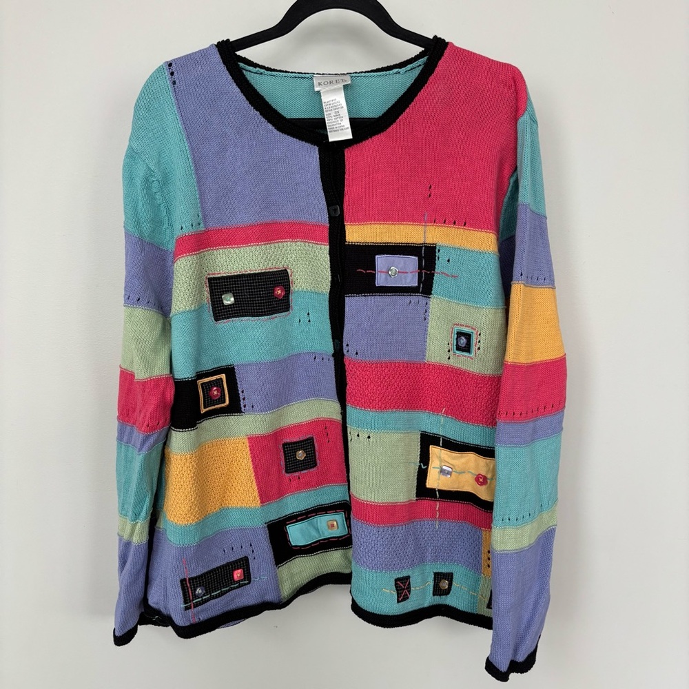 Koret Vintage Patchwork‎ Sweater Cardigan Size 3X